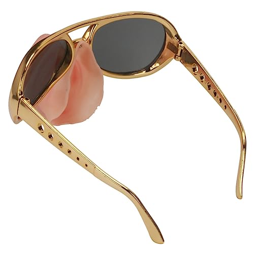 BRIGHTFUFU 2St Partybrille lustige Sonnenbrille lustige Verkleidungsbrille falsche Nasenbrille Spaß lustige schnapsgläser lustige brillen Brille mit Schweinenase Cosplay-Party-Brille Golden von BRIGHTFUFU