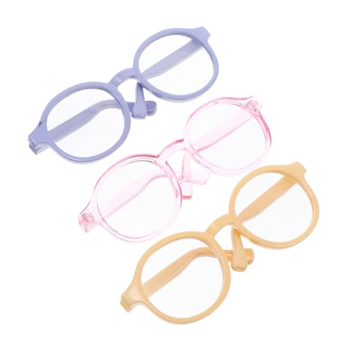 BRIGHTFUFU 3St Puppenbrille Zubehör Brille Linsenbrille Promi-Brille Spielzeugbrille Accessoires für Puppen Requisiten Neuheit Brille tun so, als ob sie eine Brille hätten Plastik von BRIGHTFUFU