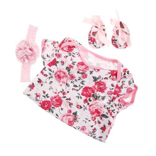 BRIGHTFUFU 3st Puppenkleidung Zubehör Für Babypuppen Zubehör Für Wiedergeborene Puppen Kleidung Für Wiedergeborene Babypuppen Neugeborenen-Outfit Kleidung Für Neugeborene Rosa Baumwolle von BRIGHTFUFU