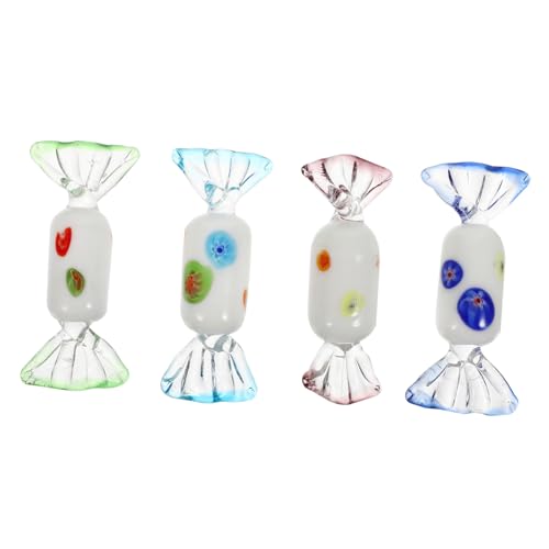 BRIGHTFUFU 4 Stück Glas Süßigkeiten Vintage Wohnkultur Süßigkeiten-Ornament- künstliche Süßigkeiten süße geschenkideen Glasbonbons Dekor Süßigkeiten aus Glas süße Verzierung von BRIGHTFUFU