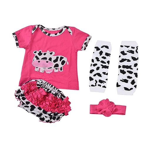 BRIGHTFUFU 4 Teiliges Set Für Reborn ädchen üße Kuh Muster Kleidung Für Puppen 50 Kurzarm T Shirt Und Shorts Perfekt Als Für ädchen von BRIGHTFUFU