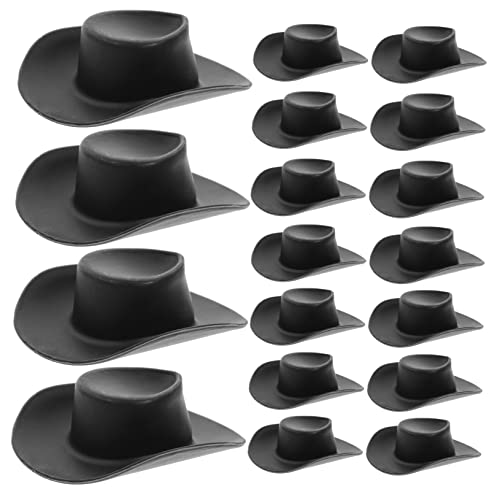 BRIGHTFUFU 40Pcs Mini-Cowboyhut Miniaturhut Miniatur-Puppenhüte Puppe verkleiden Partyzubehör Cowboyhüte Toys Minihüte zum Basteln kleine Hüte zum Basteln Plastik Black von BRIGHTFUFU