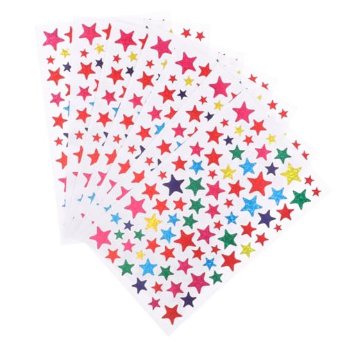 BRIGHTFUFU 5 Bögen Belohnungssternaufkleber Kinder Sternaufkleber Mehrfarbige Dekorative Sterne Glänzende Sticker Für Basteln Und Scrapbooking von BRIGHTFUFU