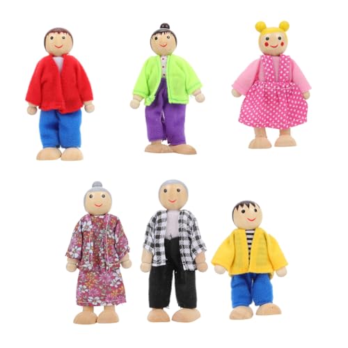 BRIGHTFUFU 6 Teiliges Mini Puppenfamilien Set üße Holzfiguren Für Puppenhaus Dekoration DIY Modell Mit 6 Mitgliedern Und Ansprechendem Design Für Ab 3 Jahren von BRIGHTFUFU