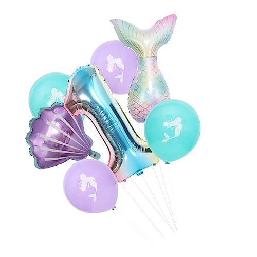 BRIGHTFUFU 7 Stück Meerjungfrauen Aluminiumfolie Luftballons Bunte Folienballons Für ädchen Geburtstagsfeier Perfekte Deko Für Unterwasser Themenpartys Und Festliche Anlässe von BRIGHTFUFU