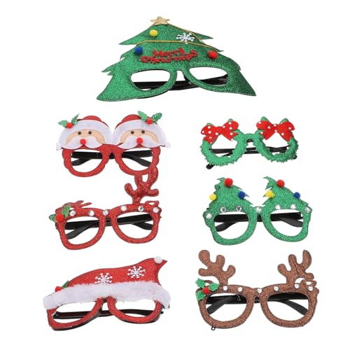 BRIGHTFUFU 7 Stücke Weihnachtsgläser Foto Requisiten Party Dekorative Brillen Weihnachten Party Eyewear von BRIGHTFUFU