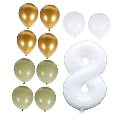 BRIGHTFUFU Luftballons Set Geburtstagsballons Avocado Grünes Zahlenballon Set Latexballons Für 8 Geburtstag Dekoration Für Geburtstagsfeier Luftballons Pastellfarben Für Kindergeburtstag von BRIGHTFUFU