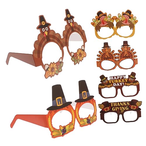 BRIGHTFUFU Fotoautomaten Party Sonnenbrillen Kostümzubehör Erwachsene Kinder Herbst Papierbrillen für Kürbis Brillen Brille für Partygeschenke Partys Thanksgiving Requisiten Truthahn von BRIGHTFUFU