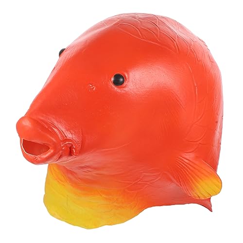 BRIGHTFUFU Halloween-Cosplay-Kostüm Karneval Tiermaske Cosplay-Halloween Fischmaske für Karneval halloween costume halloween kleidung Halloween-Karpfen für Party Emulsion rot von BRIGHTFUFU