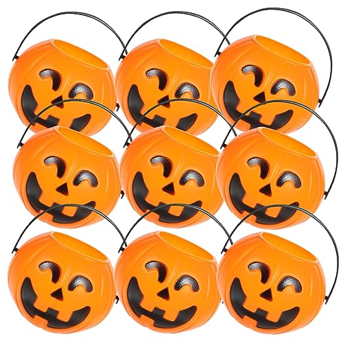 BRIGHTFUFU Halloween Kürbis Candy Eimer Kürbis Mit ächelndem Gesicht Perfekte Aufbewahrung Für üßigkeiten Halloween Deko Und Treat Bags von BRIGHTFUFU