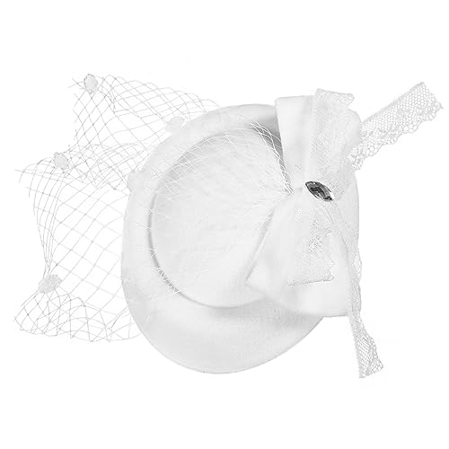 BRIGHTFUFU Tragbarer Hut für Frauen Eleganter Fascinator Aus Spitze Neuartiger Kopfschmuck für Hochzeiten und Brautjungfern für und Formelle Anlässe Weiß von BRIGHTFUFU