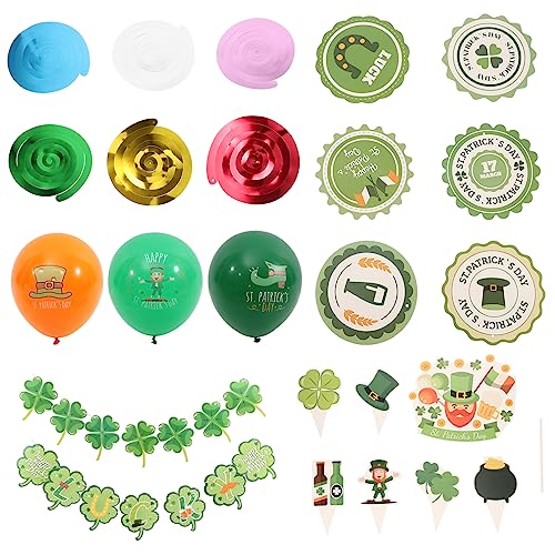 BRIGHTFUFU Cupcake-topper-set mit Kleeblatt- Latex-ballonbogen-set Dekoration für Den St. Patrick's Day von BRIGHTFUFU