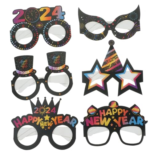 BRIGHTFUFU Prost die Papierbrillen Papiergläser für Lustige Frohes Requisite Silvester Brillen Ausgefallene Jahr Foto Neues Brille Partyzubehör Neujahrsparty von BRIGHTFUFU