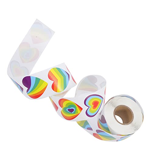 BRIGHTFUFU Regenbogen Herz Aufkleber Rolle 500 Stück Bunte Herz Sticker Für DIY Basteln Scrapbooking Umschläge Versiegelung 25 cm von BRIGHTFUFU