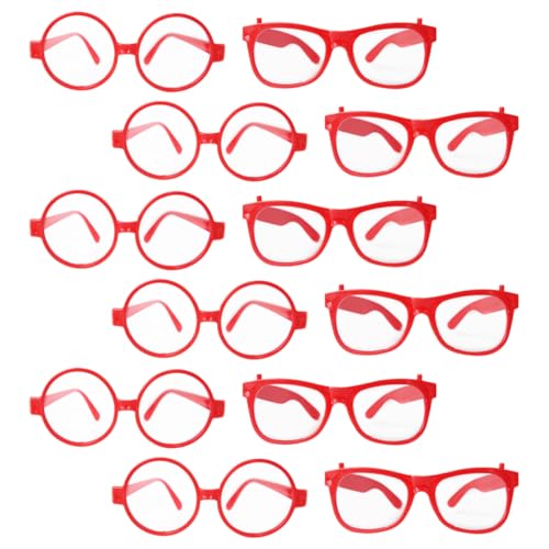 BRIGHTFUFU Runde Rote Brillenrahmen Für Handgemachte DIY Eyeglass Decors Für Kostümpartys Und Fotorequisiten 10 Runde + 10 Rechteckige Rahmen von BRIGHTFUFU