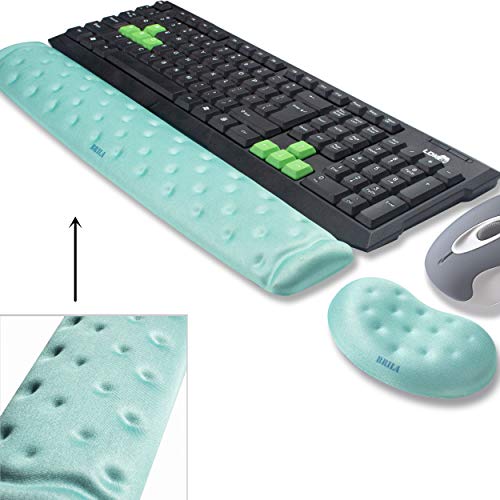 BRILA Handballenauflage – Ergonomisch Memory-Schaum Handgelenkstütze für PC Gaming Computer Laptop Arbeit - Massieren von Löchern Design wrist rest (Aquamarine Bundle) von BRILA