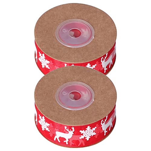 2 Rollen Weihnachtsband Zum Verpacken von Geschenken, Zum Verpacken von Haarschleifen, Als Zubehör für die Herstellung von Urlaubsweihnachten, Ripsband, Weihnachtsdekoration, von BRILVERDE