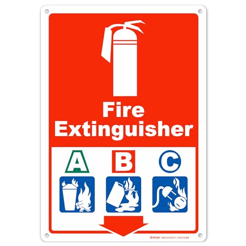 Brimar 17,8 x 25,4 cm – Schild für Feuerlöscher A B C – Polyethylen-Kunststoff – einfache Installation – Feuerlöscher-Identifikation von BRIMAR