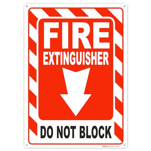 Brimar Feuerlöscher-Schild mit Aufschrift "Do Not Block", Polyethylen-Kunststoff, Brandschutzschild, einfache Installation, 25,4 x 35,6 cm von BRIMAR