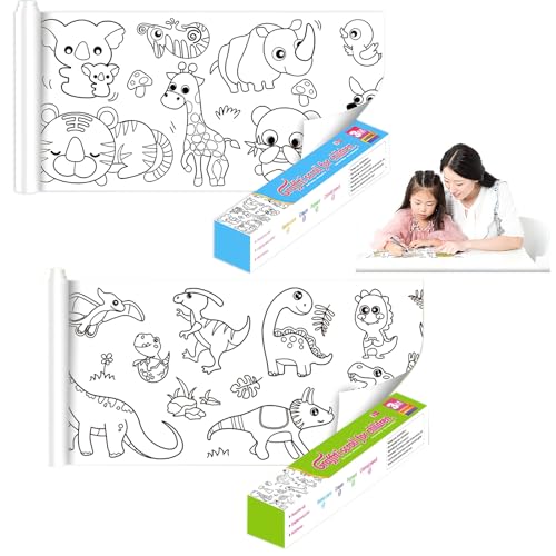 BRISKORE 2 Stück Schneidbare Malrolle für Kinder 30 * 300CM Selbstklebend Malpapier Ausmalrolle zum Ausmalen Ausmaltischdecke Maltischdecke Kinder DIY Zeichenrolle Lernspielzeug für Jungen Mädchen (C) von BRISKORE