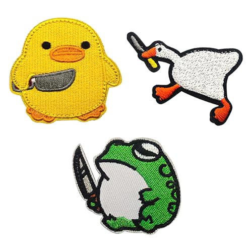 BRISKORE Patches Klett Lustig, 3 Stücke Lässig Patches Patch Klett Lustig, Klett Patch Lustig Klett Patches, Enten GäNse Frosch Velcro Patch, Klettpatches Rucksack Patches Klett für Jacken, Jeans usw von BRISKORE