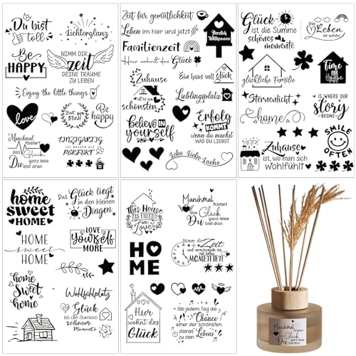 Rub On Sticker Transfers Sprüche 5 Stück Rub On Folie Zum Bedrucken Rub-On Sticker Rub Ons für Keraflott Möbel Raysin Holz Glas DIY Deko Rubons Aufkleber Rubbelsticker Home von BRISKORE