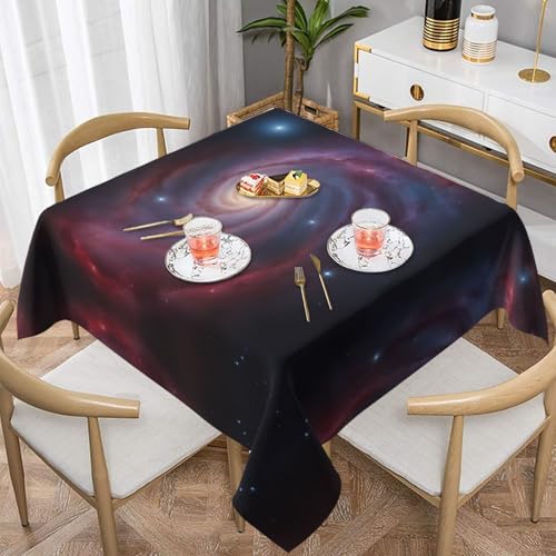 BROLEO Wasserdichte dekorative Tischdecke, 137 x 137 cm, quadratisch, warm und weich, gute Faltenbeständigkeit, waschbar und wiederverwendbar, Galaxiebild von BROLEO