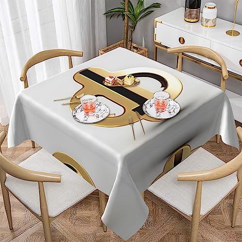 BROLEO Wasserdichte dekorative Tischdecke, 152,4 x 152,4 cm, quadratisch, warm und weich, gute Faltenbeständigkeit, waschbar und wiederverwendbar, goldenes Muster von BROLEO