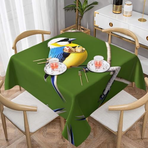 BROLEO Wasserdichte dekorative Tischdecke, 152,4 x 152,4 cm, quadratisch, warm und weich, gute Faltenbeständigkeit, waschbar und wiederverwendbar, schönes Vogelbild von BROLEO