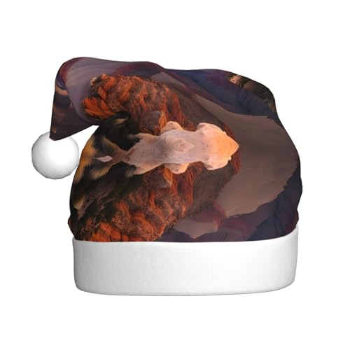 BROLEO Weihnachtsmütze für Erwachsene – Hochwertiger Stoff Weihnachtsmannmütze für Weihnachten, Halloween und Neujahrsfeiern, Beauty Grand Canyon Bild von BROLEO