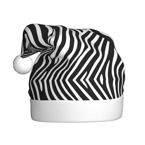 BROLEO Weihnachtsmütze für Erwachsene – Hochwertiger Stoff Weihnachtsmannmütze für Weihnachten, Halloween und Neujahrsfeiern, schwarz-weißes Zebrabild von BROLEO