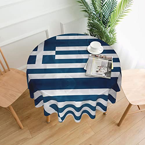 Runde Tischdecke mit griechischer Flagge: >> Waschbare Polyester-Tischdecke, perfekt für Buffet-Tische, Partys, Picknick-Mittagessen. - 152 cm von BROLEO