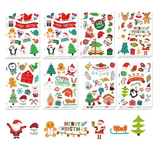 Christmas Stickers, 16 Sheets of Christmas Stickers for Children Crafts, Christmas Self-Adhesive Stickers for Gift, Weihnachtsaufkleber Sticker Für Scrapbooking von BROMMAT