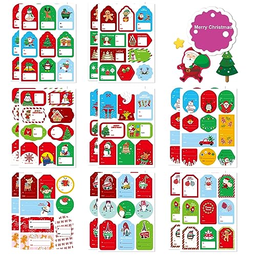Weihnachts Geschenkanhänger, Aufkleber, 144 Stück, selbstklebende Aufkleber, Etiketten, Geschenk-Namensschilder für Weihnachtsgeschenke, Geschenkverpackungen von BROMMAT