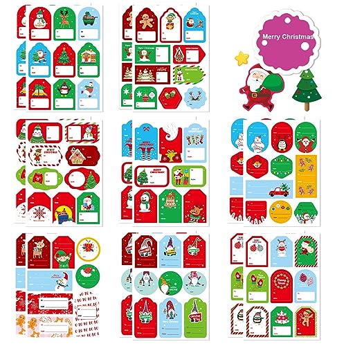 Christmas Tags, 144 Pieces Christmas Self Adhesive, selbstklebende Aufkleber, Etiketten, Geschenk-Namensschilder für Weihnachtsgeschenke von BROMMAT