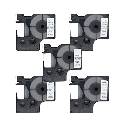 BROVACS Schriftband, kompatibel mit DYMO D1 43614, 6 mm, OPA2014x5, Blau auf Weiß, 5 Stück von BROVACS