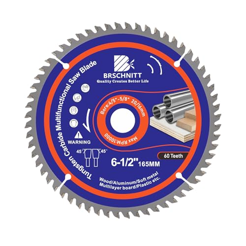 BRSCHNITT 60T Kreissägeblatt 165x20/16MM - Multi Sägeblatt für Holz, Metall & Alu kompatibel mit Tauchsäge & Kreissäge von BRSCHNITT