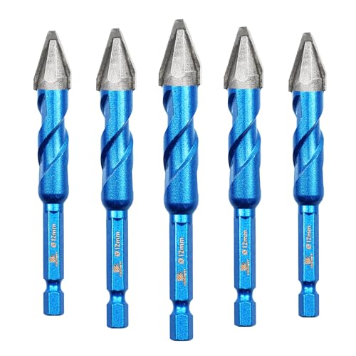 BRSCHNITT Head Eccentric Drill Bit 1/2"12mm - 5pcs Carbide Tipped Drill bit Masonry Drill Bit Sets for Porcelain Ceramic Tiles Glass Hard Plastic Cement/Granite etc von BRSCHNITT