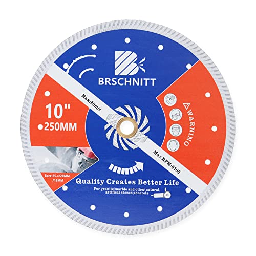 Diamant Trennscheibe - BRSCHNITT 250mm Turbo Diamanttrennscheibe für Beton,Granit Marmorstein Hartbeton Stahlbeton von BRSCHNITT