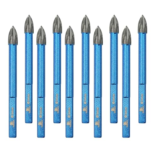 Fliesenbohrer Keramikbohrer Set - BRSCHNITT 10pcs 1/4“ 6mm Hartmetallbohrer - Stein bohrer Lochsäge für Keramik,Porzellan,Fliesen,Feinsteinzeug,Mauerwerk, Marmor,Granit von BRSCHNITT