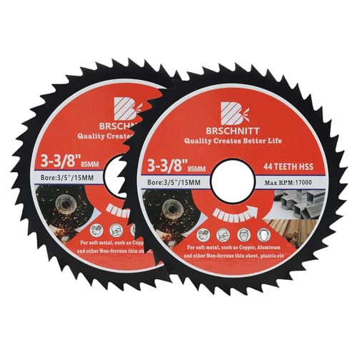 HSS Kreissägeblatt 85mm - BRSCHNITT 44T 15mm Bohrung Trennscheiben für Holz, Kupfer, Aluminium, Kunststoff und Weichmetall(2er-Set) von BRSCHNITT