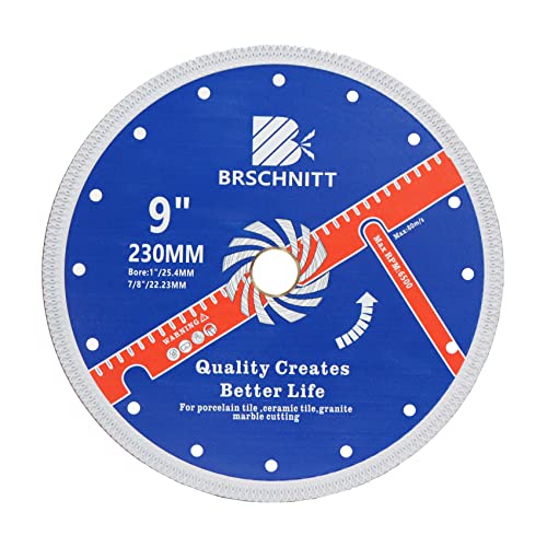 Diamant trennscheibe,BRSCHNITT 230mm Turbo Mesh Diamantklinge,mit X Felgensegment Gittergewebe Turbo Fliesenklingen für Hart Keramik Porzellan Fliesen Granitmurmeln Trennscheibe von BRSCHNITT