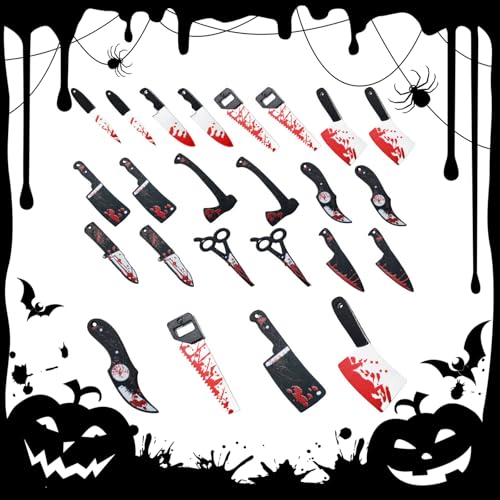 BRTNUP 20 Stück 10 Stil Gothic Blutiges Messer Charms Halloween Mini Acryl Anhänger für Frauen, DIY-Schmuckherstellung, Basteln, Halloween-Charms von BRTNUP