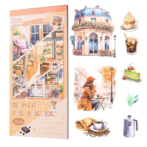 BRTNUP Journaling Sticker Buch, 20 Blätter Journaling Aufkleber für Scrapbooking Aufkleber Set Vintage Scrapbooking Aufkleber für Scrapbook Journal Supplies (Braun) von BRTNUP