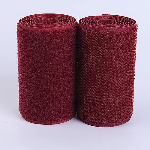 BSASHB Klettband zum nähen Klettband-Rolle, 10 cm x 1 m, selbstklebendes Nylon-Nähstoffband für Heimwerkerbedarf, Schuhe, Taschen, Handschuhe usw-Deep Red von BSASHB