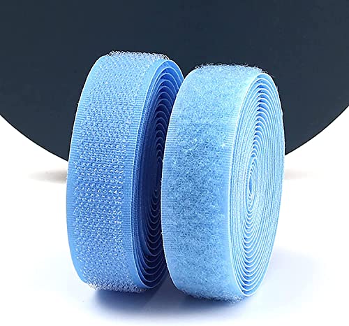 BSASHB Klettband zum nähen Rolle selbstklebendes Näh- und Hakenband, Nähband, Nicht klebende Nylonstreifen auf der Rückseite, für Schuhe, Taschen, Handschuhe usw-Sky Blue||2cm*2m von BSASHB