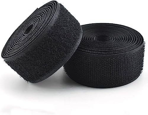 Klettband zum nähen Aufnäh-, Rollen- und Nähkratzband für Stoffe und Kleidung, Nicht klebender Nylon-Stoffverschluss, für Bastel-, Heimwerker- und Nähprojekte-Black||10cm*1m von BSASHB