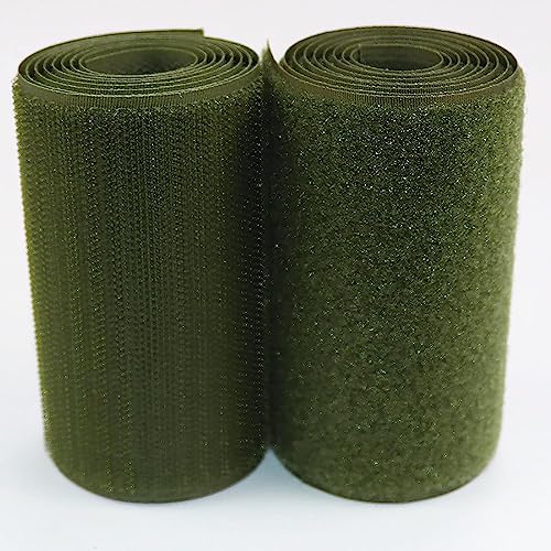 Klettband zum nähen Aufnähbares Klettband, 10 cm breit, doppelseitig, nicht klebendes schwarzes Nylon-Klettband für Kabelmanagement, Heimarbeiten, Heimwerken, Basteln-Army Green||10cm*1m von BSASHB