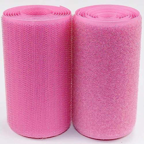 Klettband zum nähen Aufnähbares Klettband, 10 cm breit, doppelseitig, nicht klebendes schwarzes Nylon-Klettband für Kabelmanagement, Heimarbeiten, Heimwerken, Basteln-Pink||10cm*1m von BSASHB