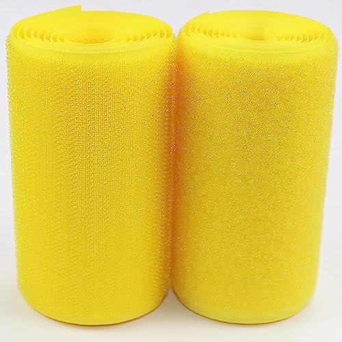 Klettband zum nähen Aufnähbares Klettband, 10 cm breit, doppelseitig, nicht klebendes schwarzes Nylon-Klettband für Kabelmanagement, Heimarbeiten, Heimwerken, Basteln-Yellow||10cm*1m von BSASHB